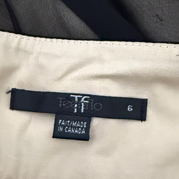 TeenFlo Canada black sheer tan pleated silk organza knee length skirt - Picture 10 of 11